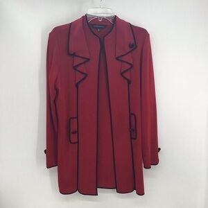 Ming Wang Women’s Knit Cardigan Jacket Sweater Long Career Casual Red Size L